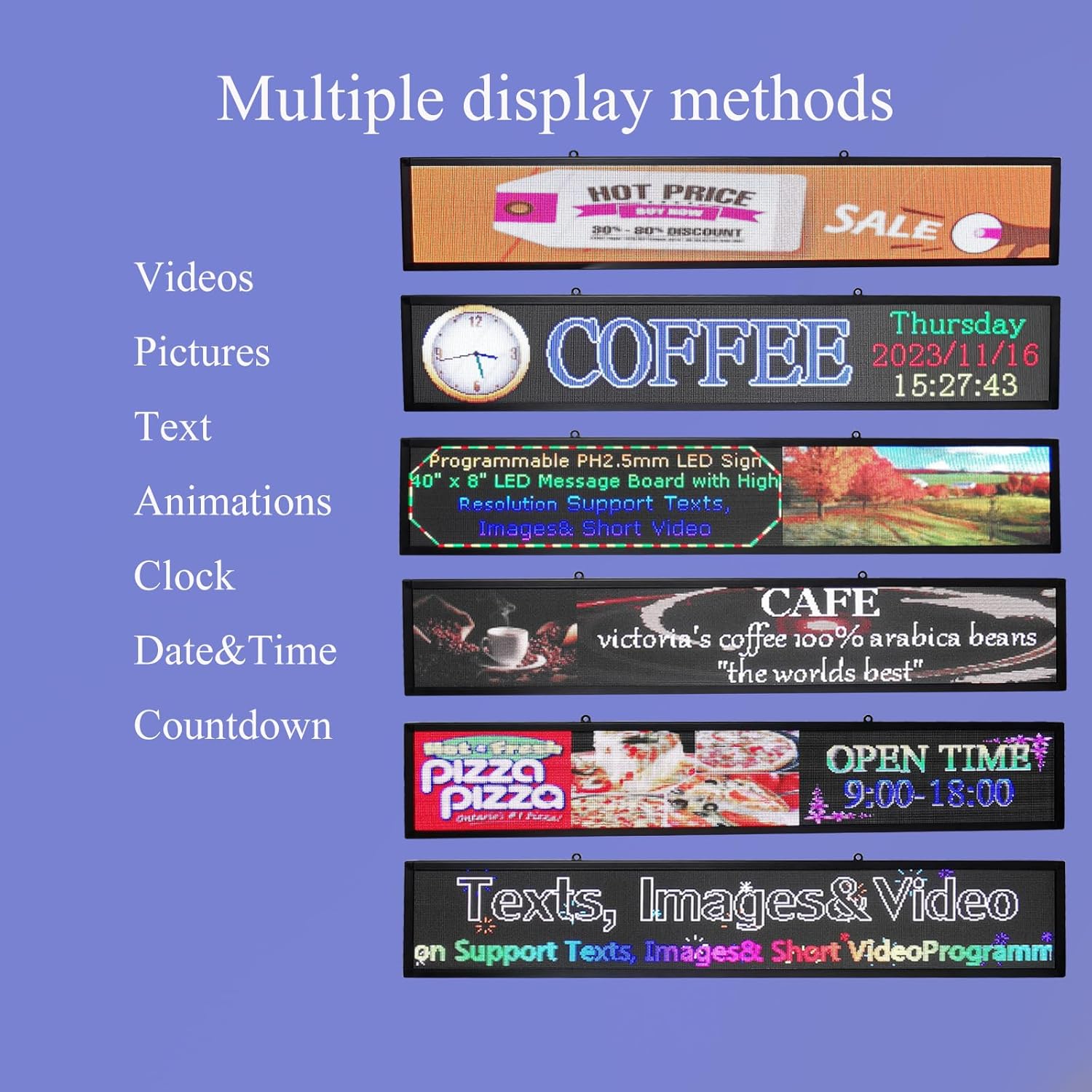 P2.5 Full Color LED Digital Sign, 40''x8'' Or any size Support ...