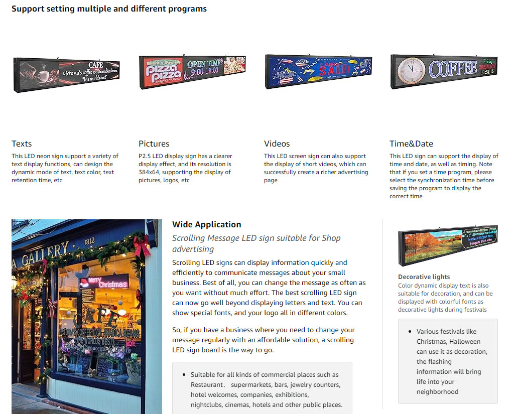 P2.5 Full Color LED Digital Sign, 40''x8'' Or any size Support ...
