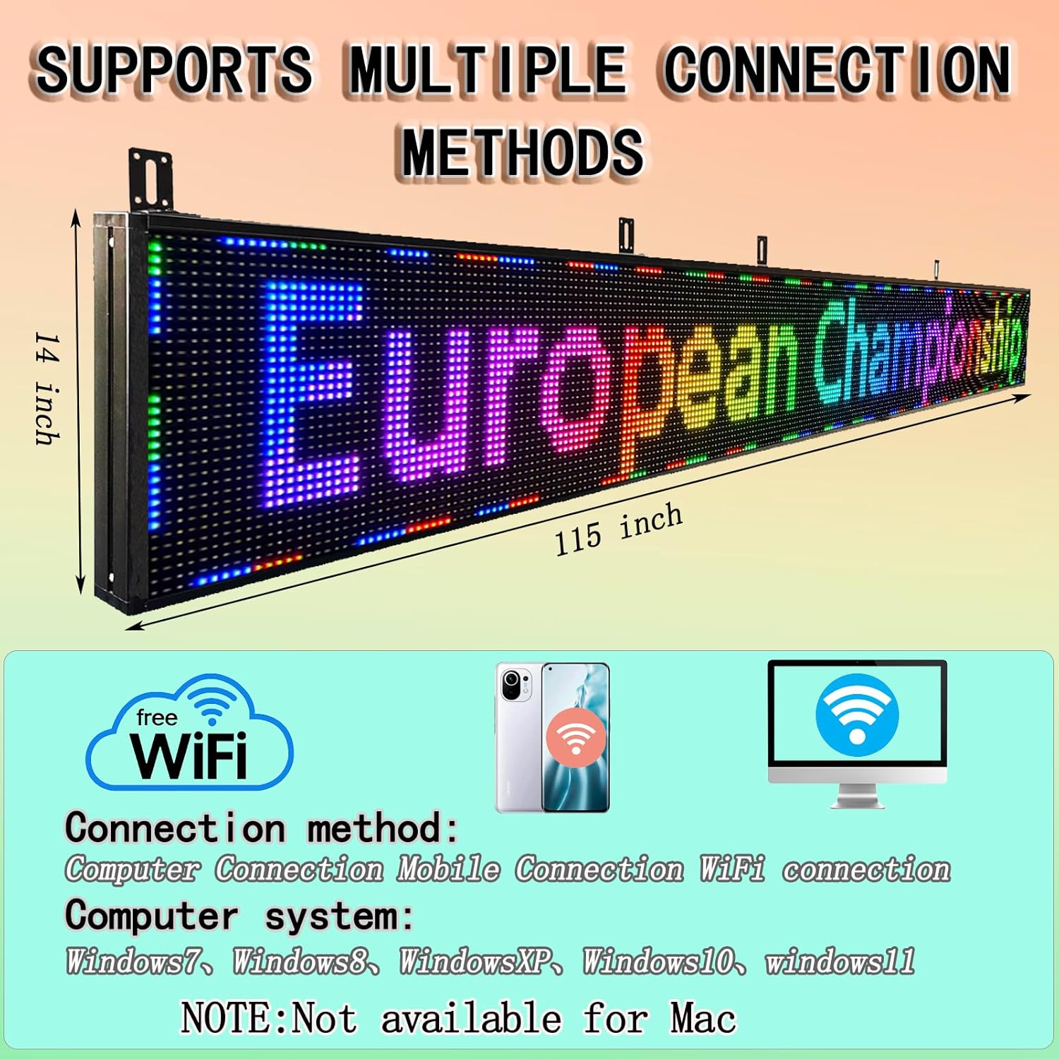 Outdoor Smart Sign Led LED Outdoor Signs for Business P10 115''x14'', WiFi Scrolling ...