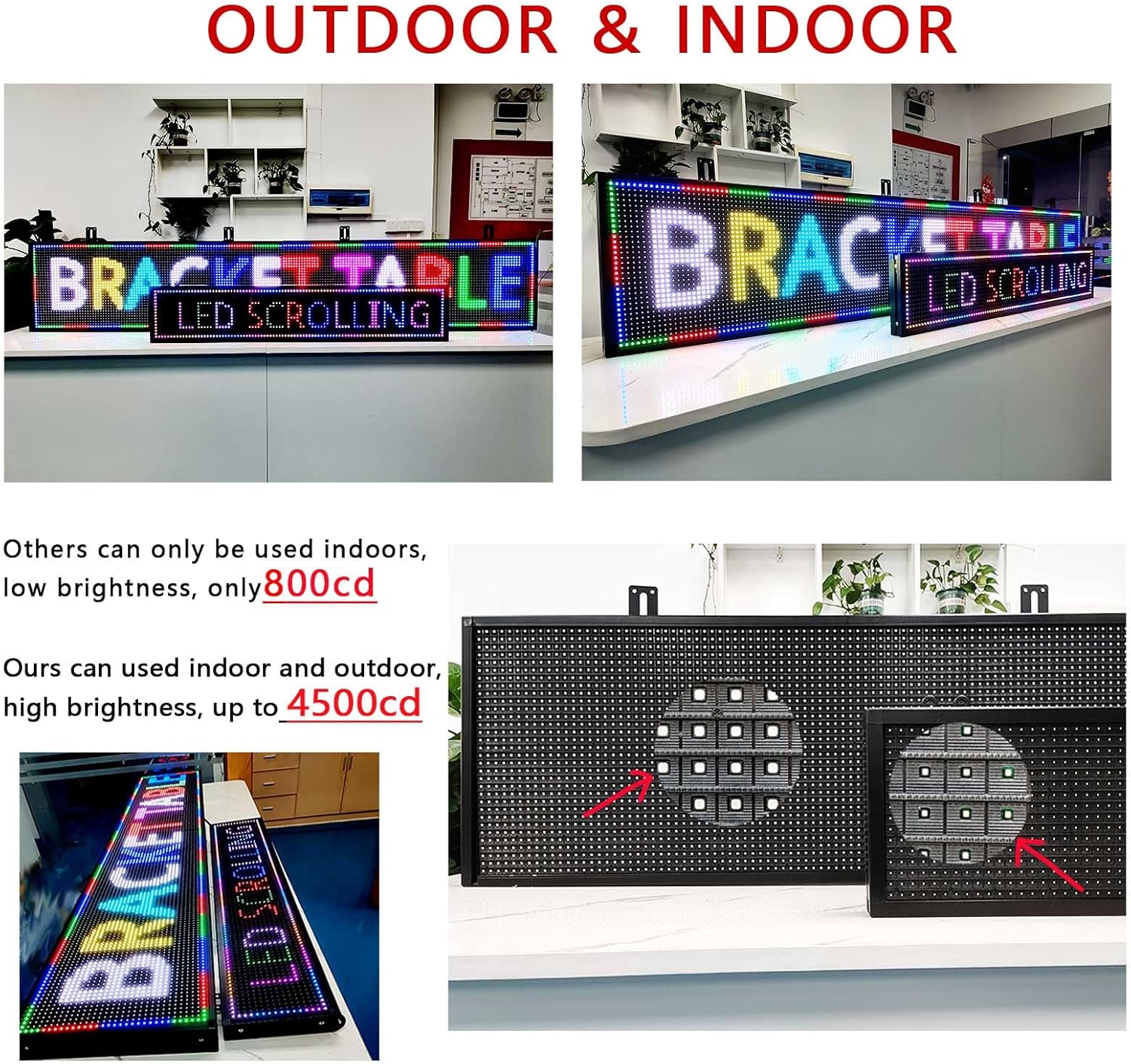 HS Outdoor Scrolling Led Sign Programmable P10 77’’x14’’ ， Digital ...