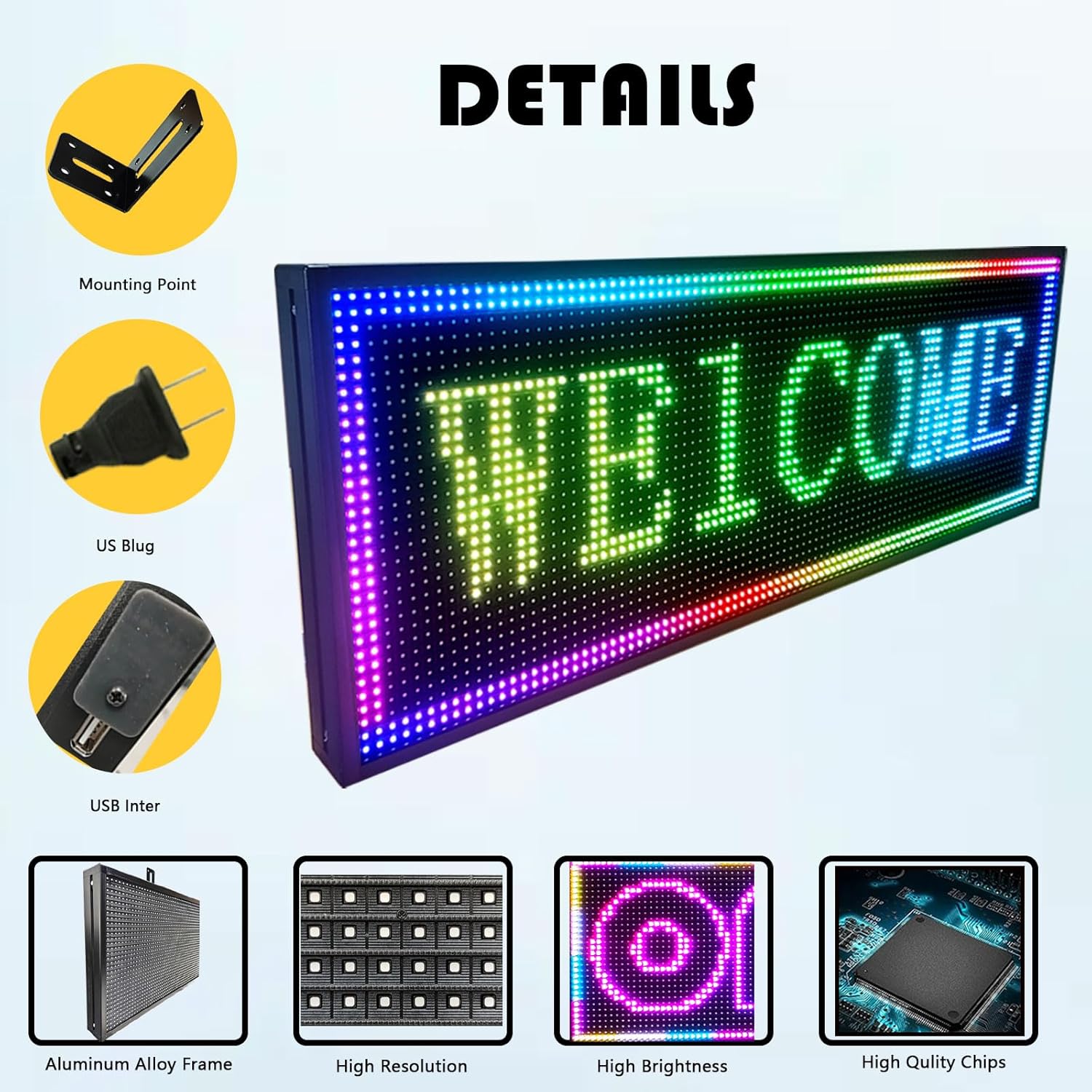 HS Outdoor Scrolling Led Sign Programmable P10 77’’x14’’ ， Digital ...