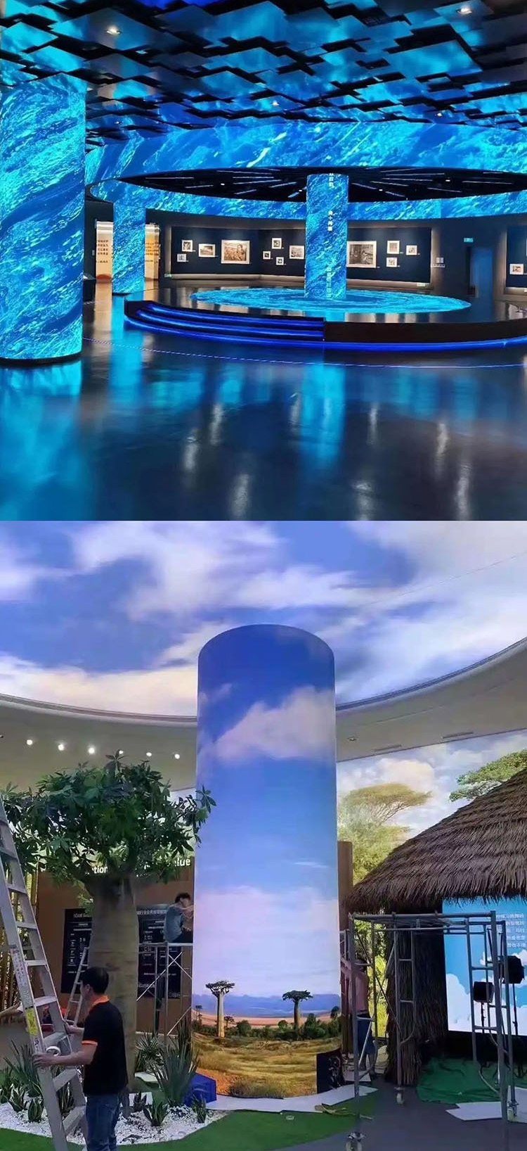 360 Degree Large Circular Led Display Screen Panel Full Color Column ...